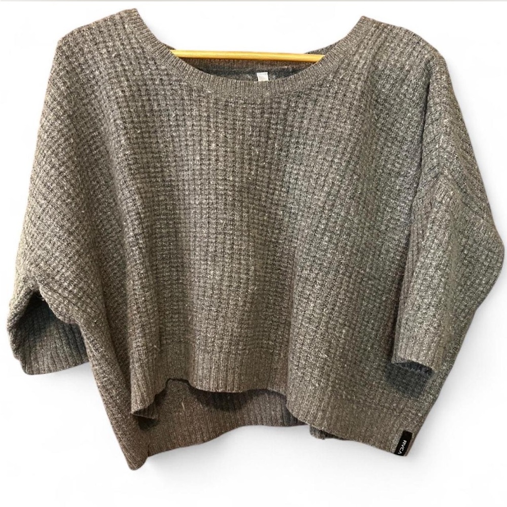 RVCA Women's Textured Gray Sweater with Short Sleeves💕✨